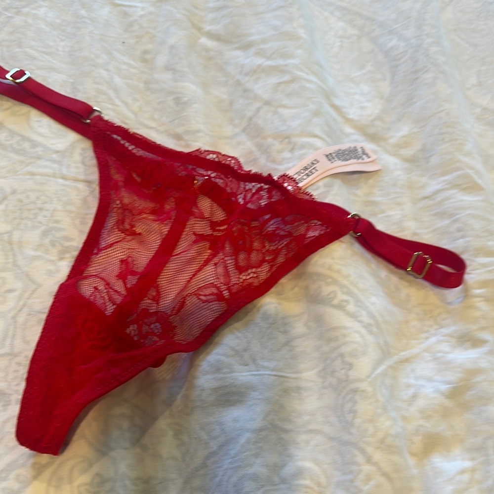 Elegant Red Lace Thong